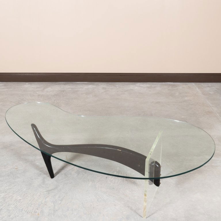 Kagan Style Lucite and Wood Kidney Coffee Table (1 of 5)