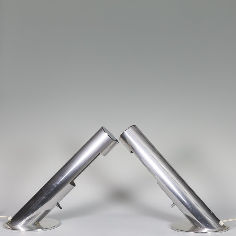 Pair Modern Chrome Angle Table Lamps (1 of 2)
