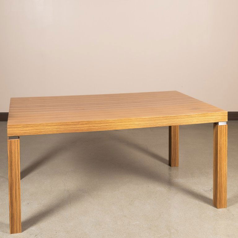 Zebrawood Veneer and Chrome Dining Table (1 of 5)