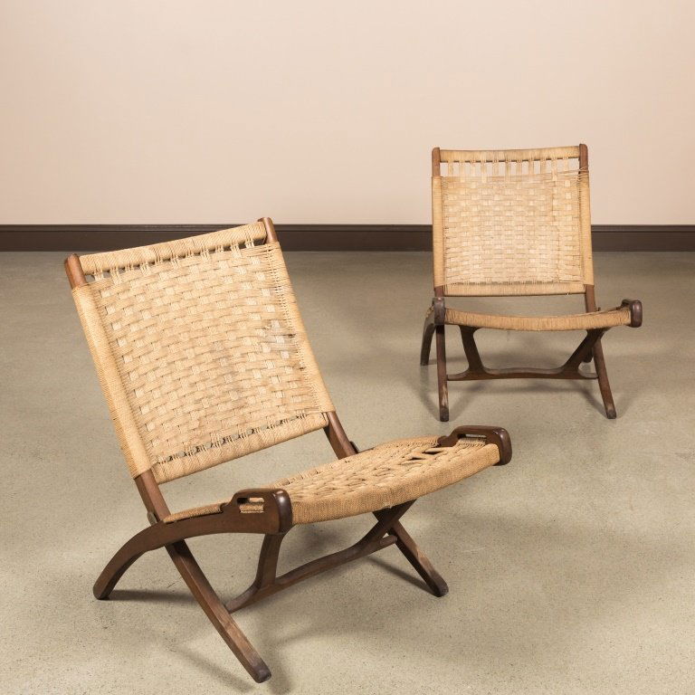 Pair Rope and Wood Folding Chairs - Hans Wegner (1 of 3)