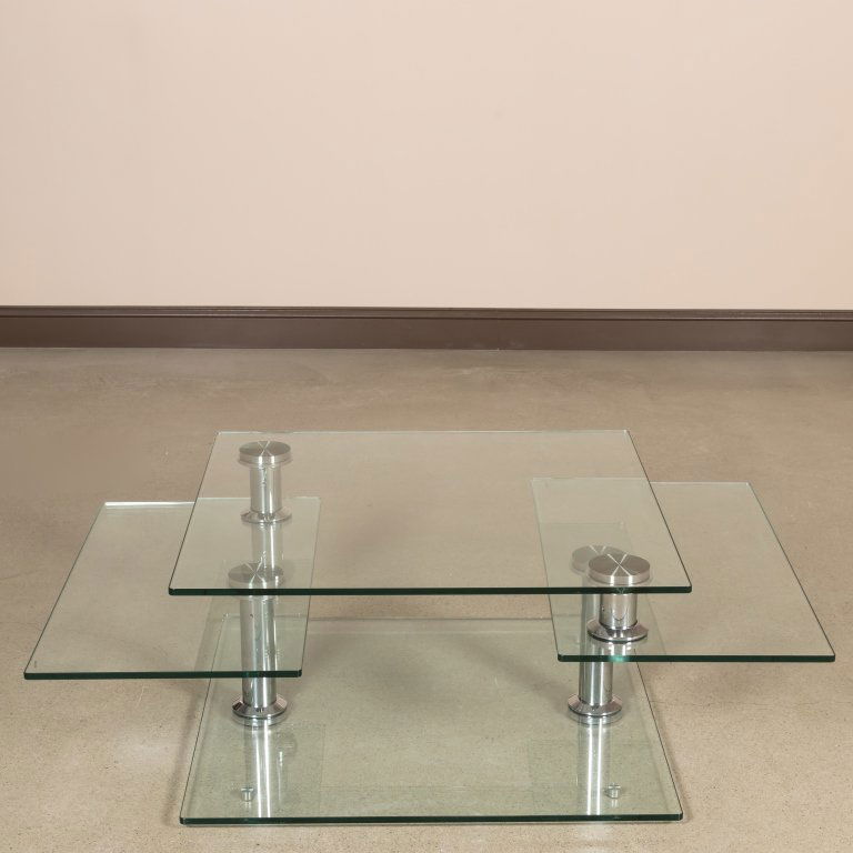 Three Tiered Revolving Glass Cocktail Table (1 of 2)