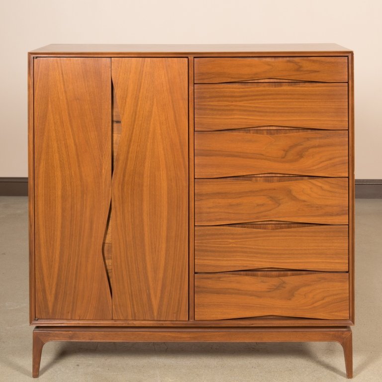 Walnut Diamond Faced Side by Side Chifferobe (1 of 4)