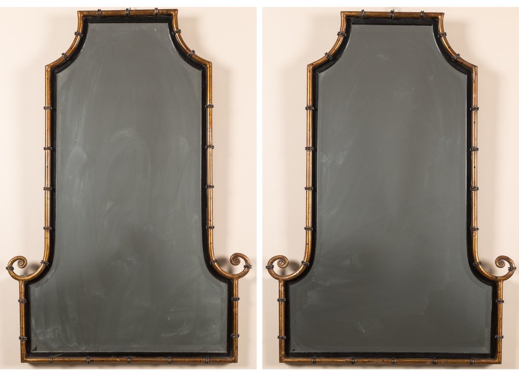 Pair Faux Bamboo Gilt Metal and Iron Mirrors (1 of 2)