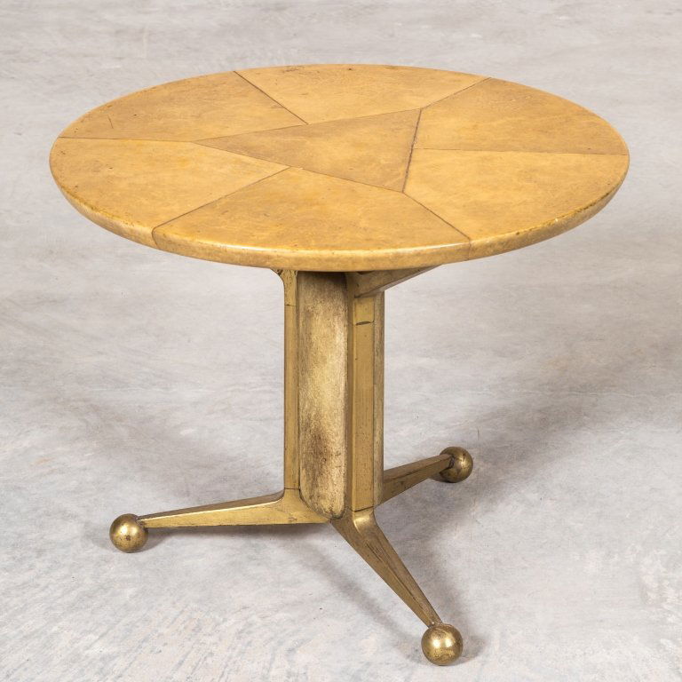 Bronze and Faux Skin Modern Tripod End Table (1 of 6)