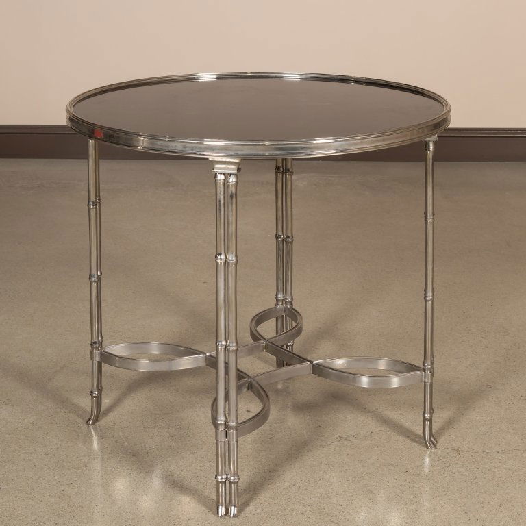 Chrome and Marble Faux Bamboo Lamp Table (1 of 2)