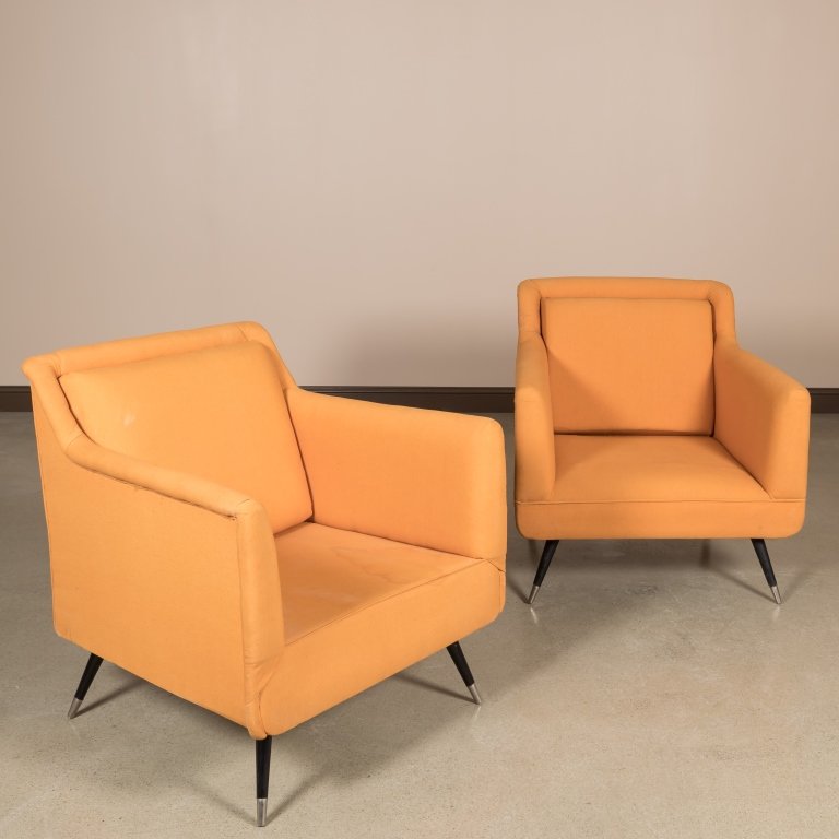 Pair Oversized Mid Century Lounge Chairs (1 of 2)