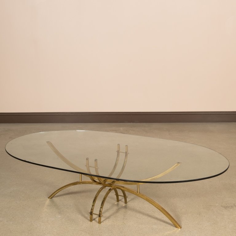 Mid Century Brass and Glass Oval Coffee Table (1 of 2)