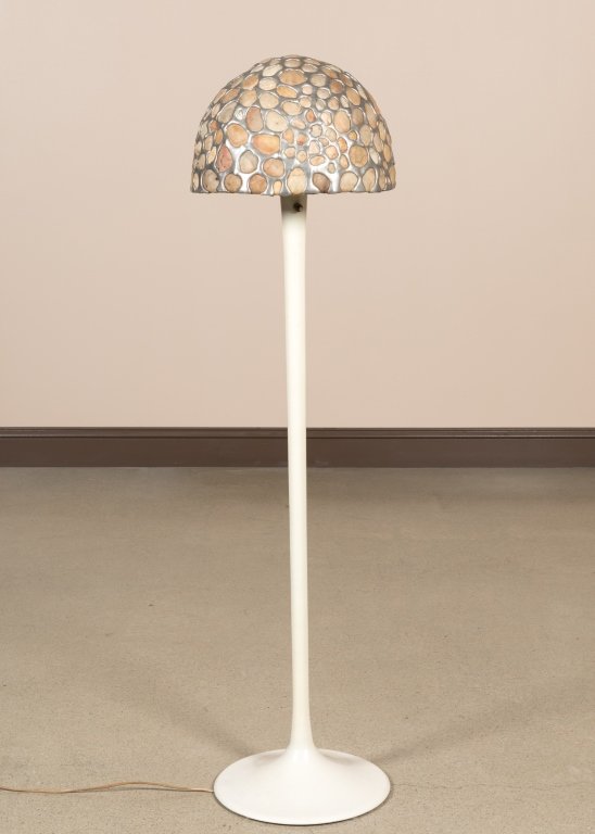 Unusual Stone and Lead Shaded Tulip Floor Lamp (1 of 4)