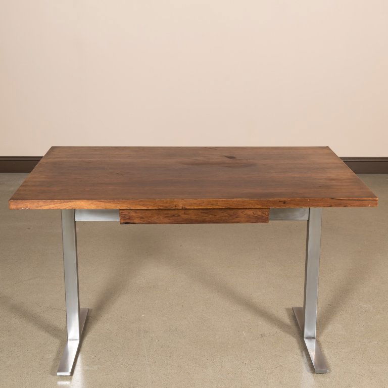 Knoll-Style Rosewood and Chrome Desk (1 of 4)