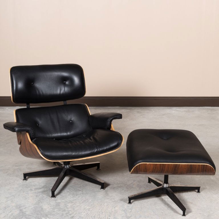 Laminated Rosewood Eames Style Chair and Ottoman (1 of 6)