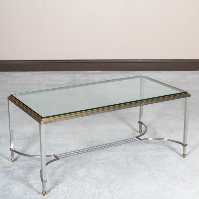 Mid Century Steel, Brass and Glass Coffee Table (1 of 5)