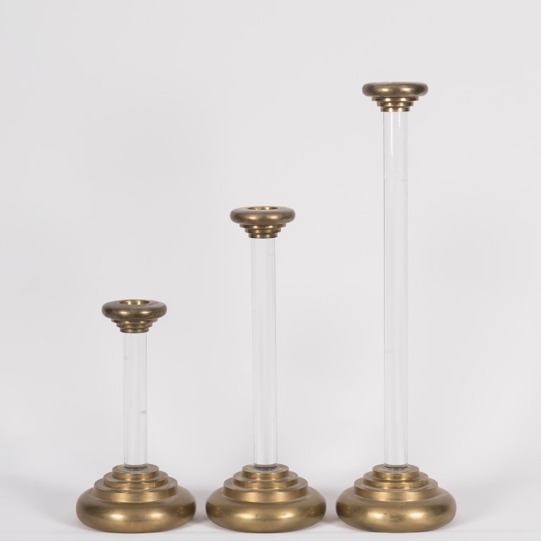 Karl Springer-Style Brass and Lucite Candle Holder (1 of 2)