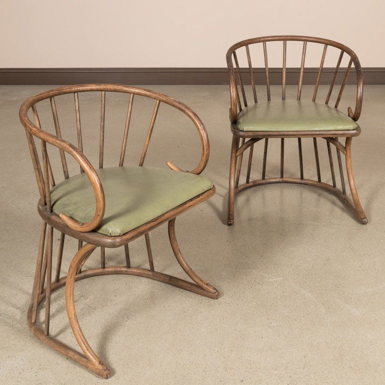Pair Oak Bentwood Chairs (1 of 2)