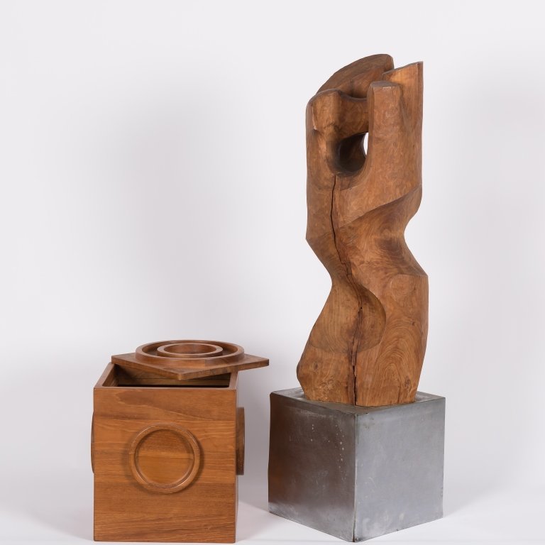 Signed Dansk Teak Ice Bucket and Carved Sculpture (1 of 3)