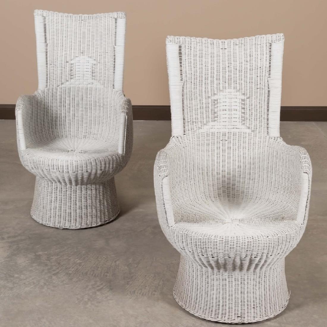 Pair High Back Wicker Chairs (1 of 1)