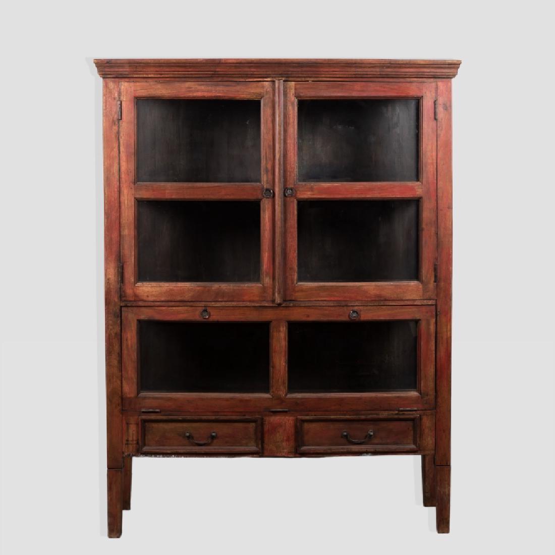 Primitive Style Display Cabinet in Red Paint (1 of 5)