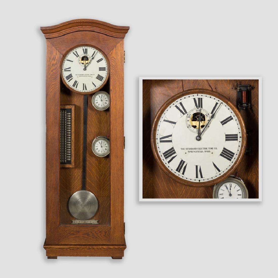 Standard Electric Time Co. Oak Master Time Clock (1 of 2)