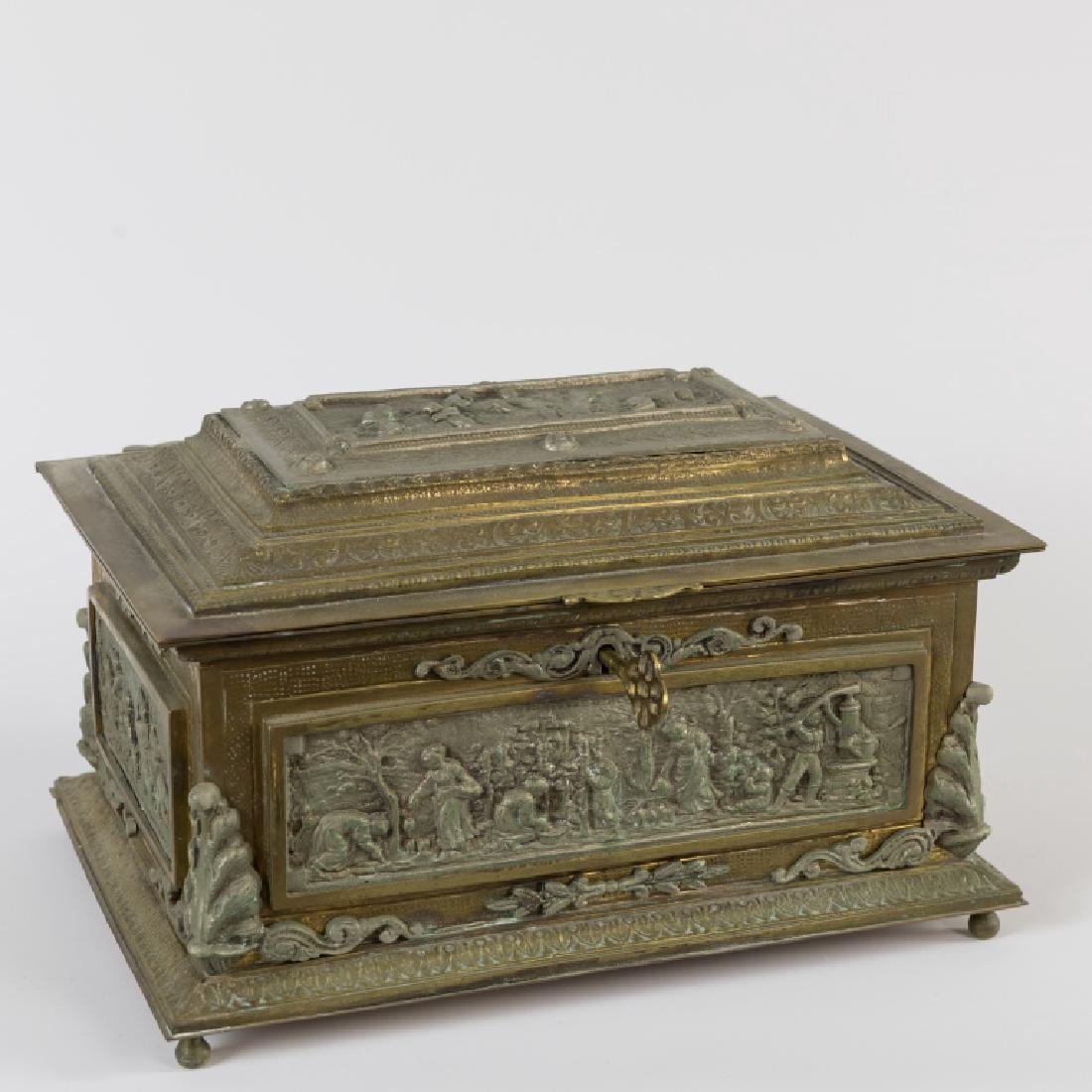 Brass and Pewter Casket-Style Dresser Box (1 of 4)