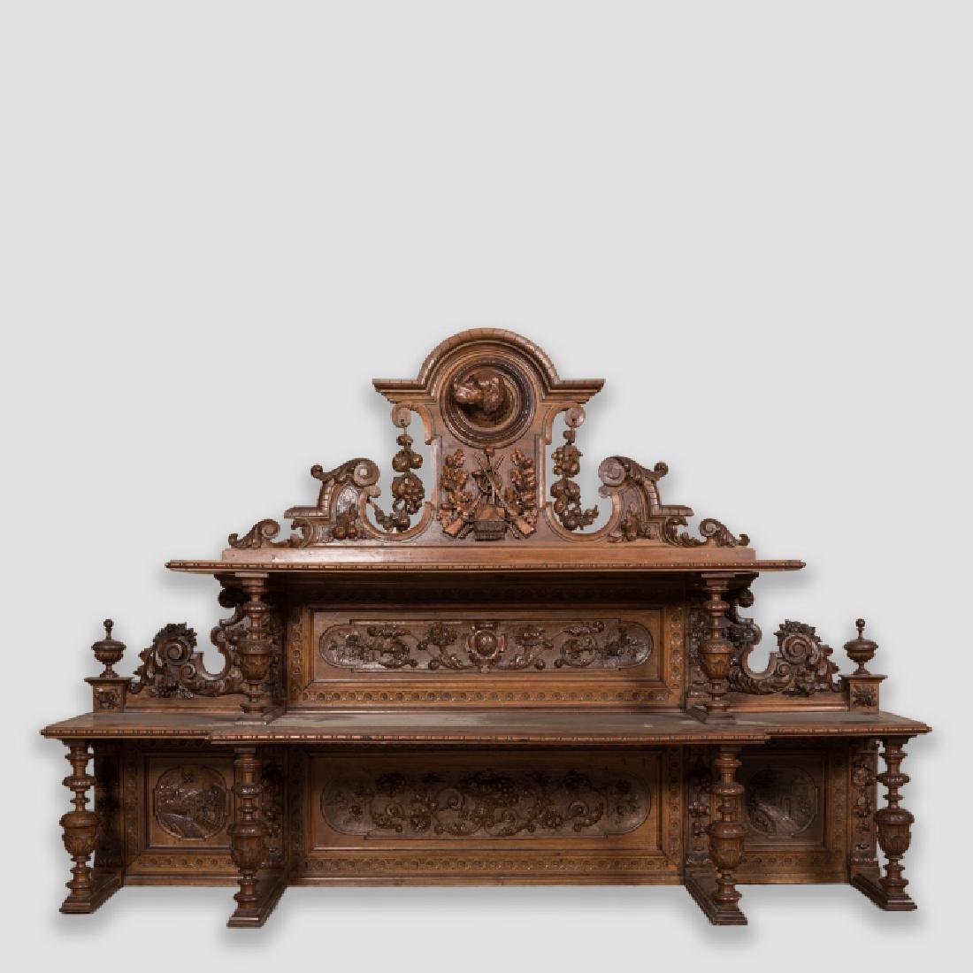 Carved Victorian Figural Walnut Backsplash (1 of 2)