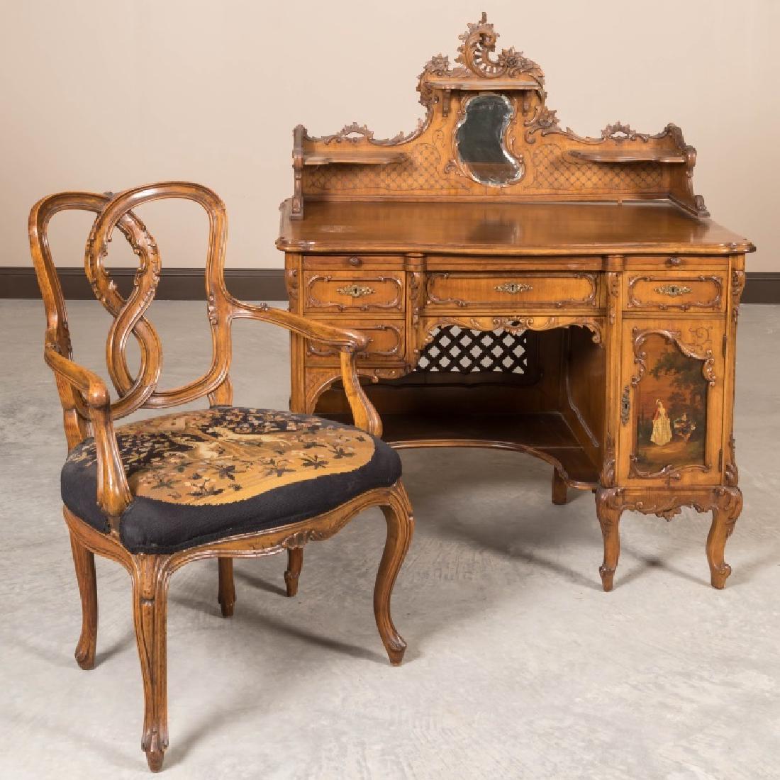 Hand Painted Vernis Martin French Desk and Chair (1 of 5)