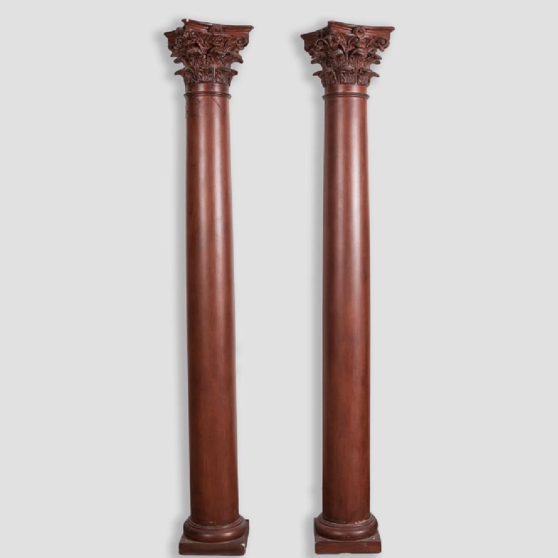 Pair Large Columns with Carved Capitals (1 of 3)