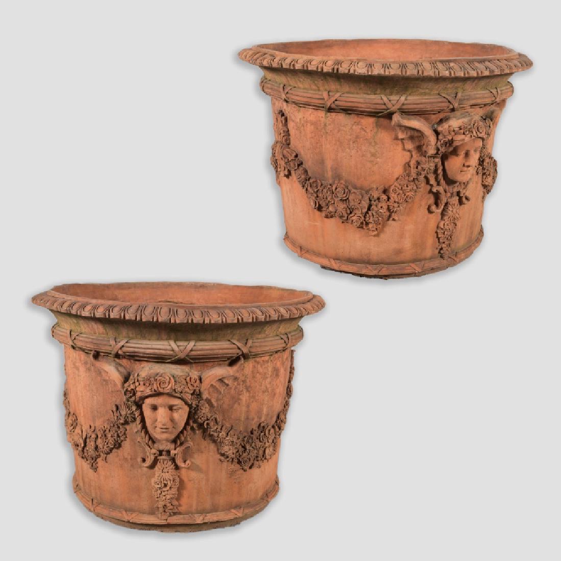 Pair Large Terra Cotta Figural Planters (1 of 3)
