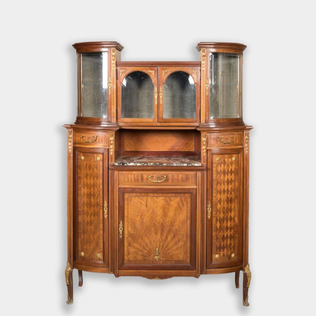 Inlaid Two Part French Mahogany Breakfront (1 of 3)