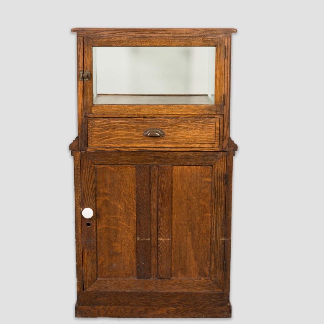 2 Part Paneled Oak Victorian Display Cabinet (1 of 4)