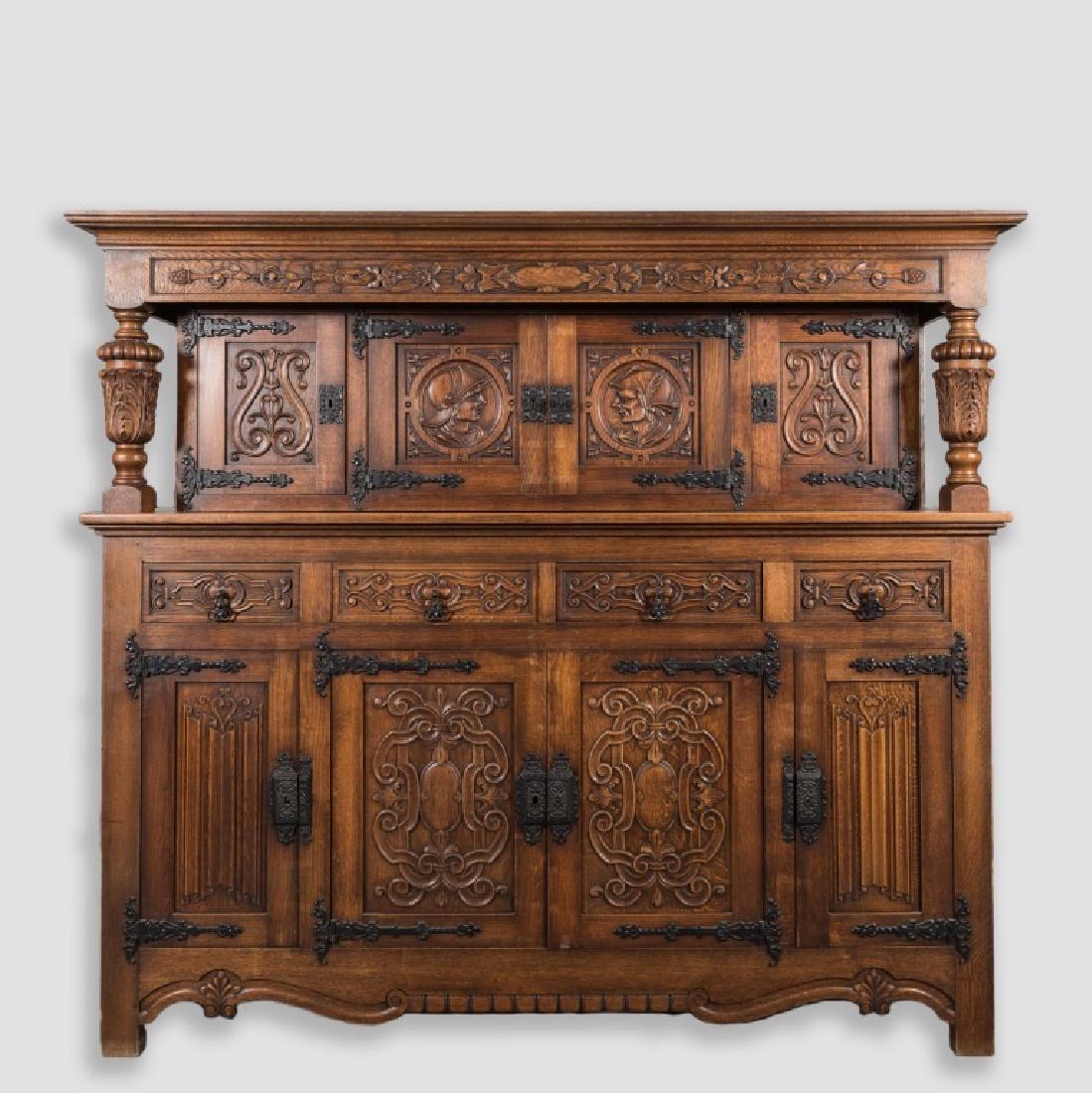 Oversized Carved Oak Jacobean Style Sideboard (1 of 5)