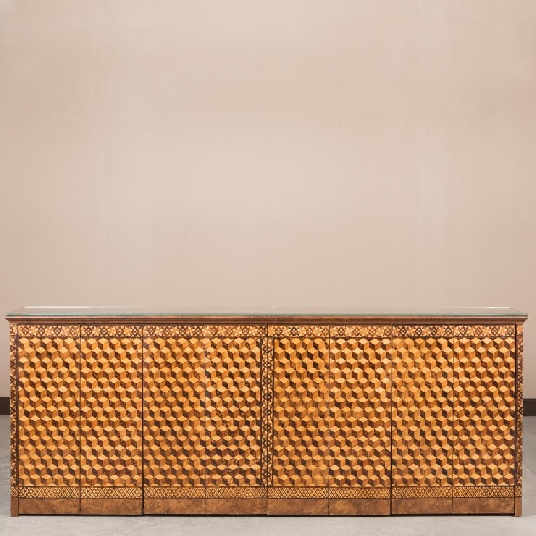 Hand Painted/Stained Geometric Credenza (1 of 4)