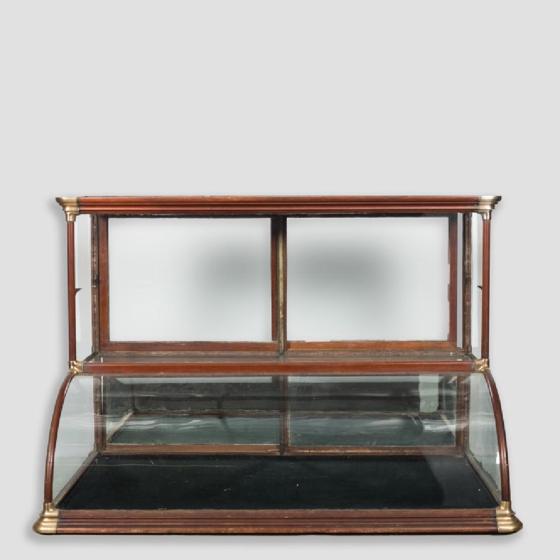 Curved Glass Mahogany Table Top Showcase (1 of 4)