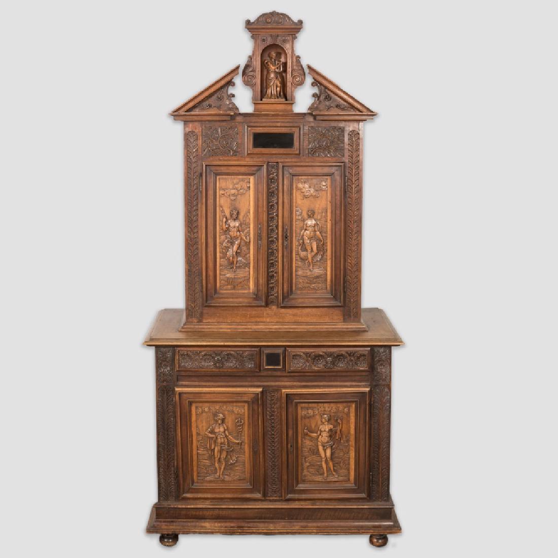 Antique Continental Two Part Walnut Cabinet (1 of 7)