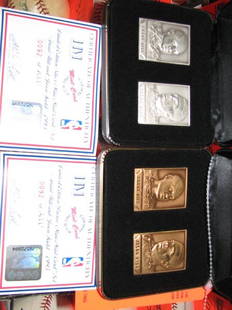 Grant Hill & Jason Kidd matching #'s Silver and Br: Grant Hill & Jason Kidd matching #'s Silver and Bronze Highland Mint Commemorative Mini-card Mint sets (2) - #92 of 1000 and #92 of 5000