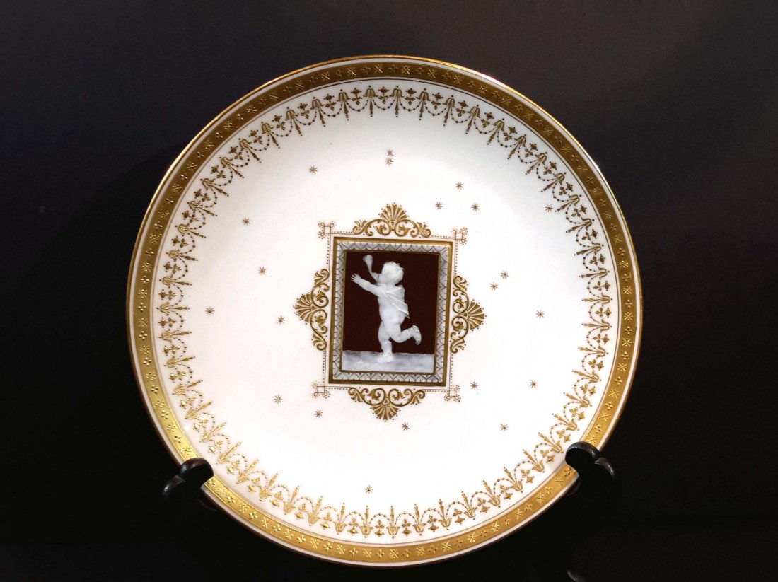 Mintons Pate-Sur-Pate Porcelain Fruit Plate C.1900 (1 of 4)