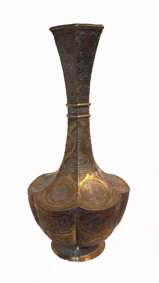 Large Silver and Copper Inlaid Brass Vase, Damascus, (1 of 7)