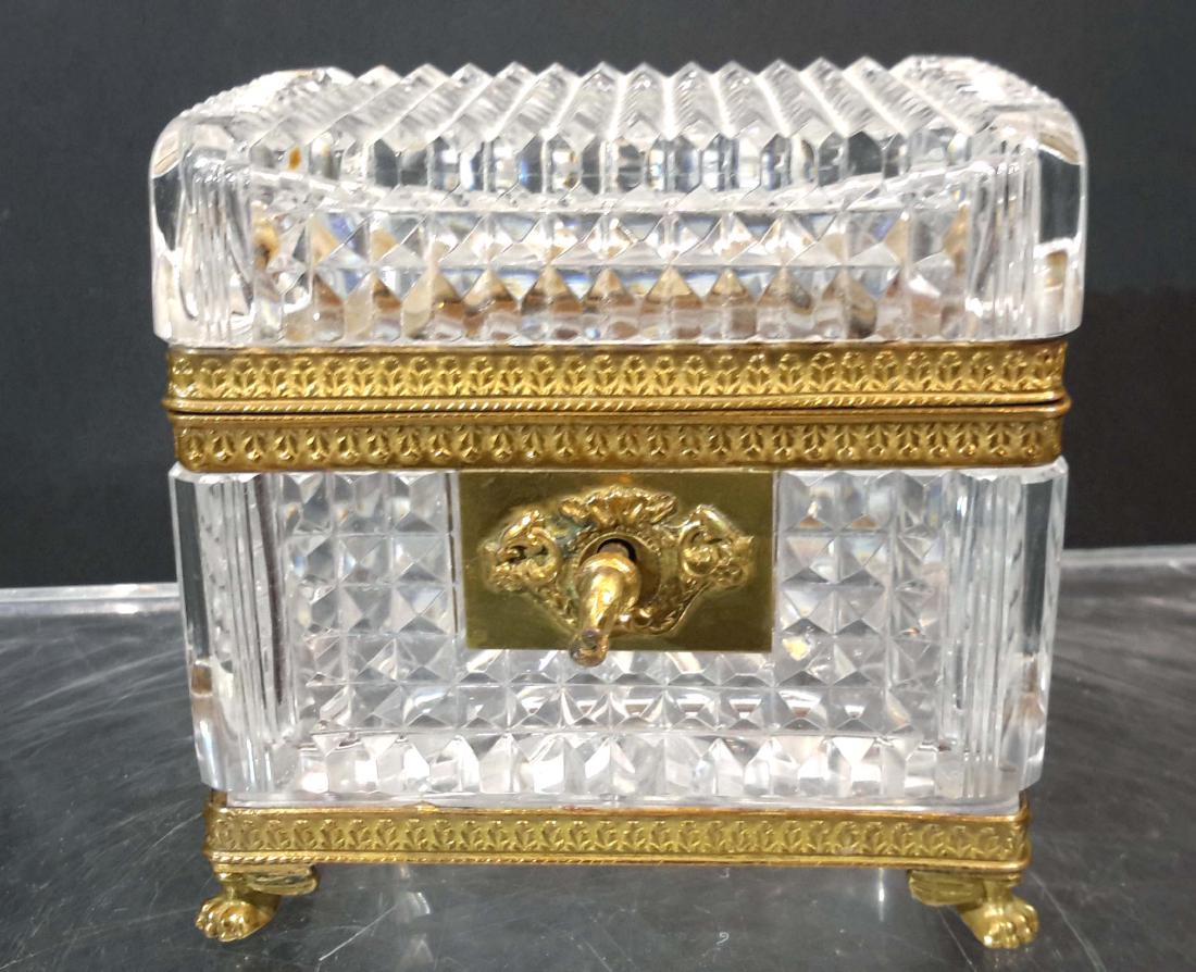 Antique Ormolu Mounted Cut Crystal French Jewelry Box (1 of 7)
