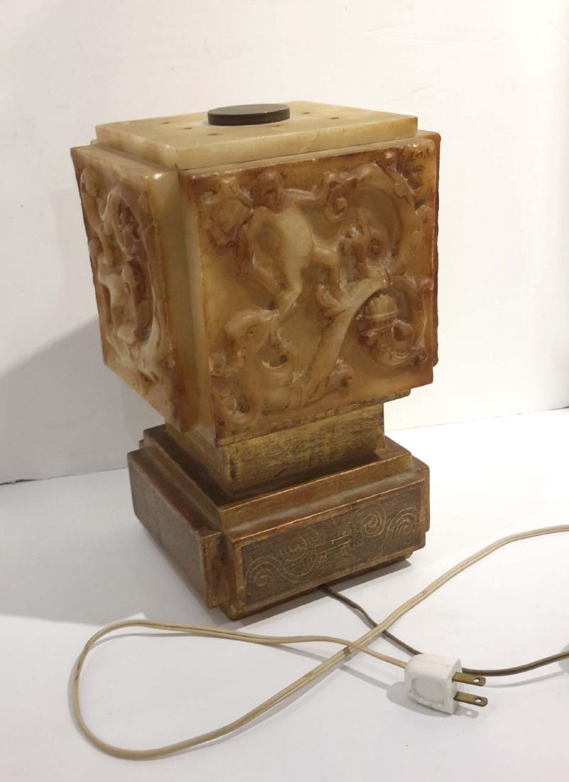 Neoclassical Revival Carved Alabaster Table Lamp (1 of 7)