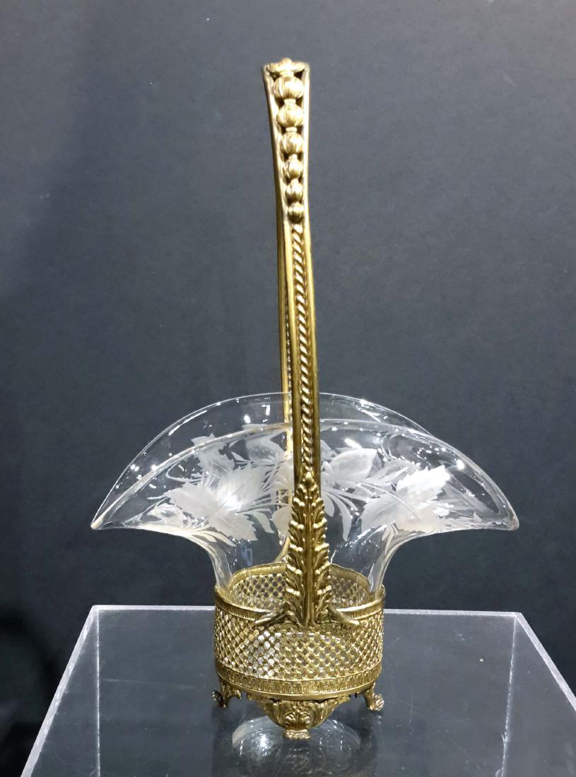 French Crystal and Gilt Bronze Basket Vase, circa 1900 (1 of 5)