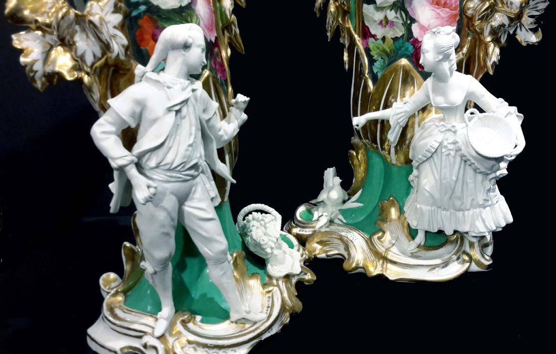 Pair of Large Paris Porcelain and Bisque Figural Vases (1 of 10)