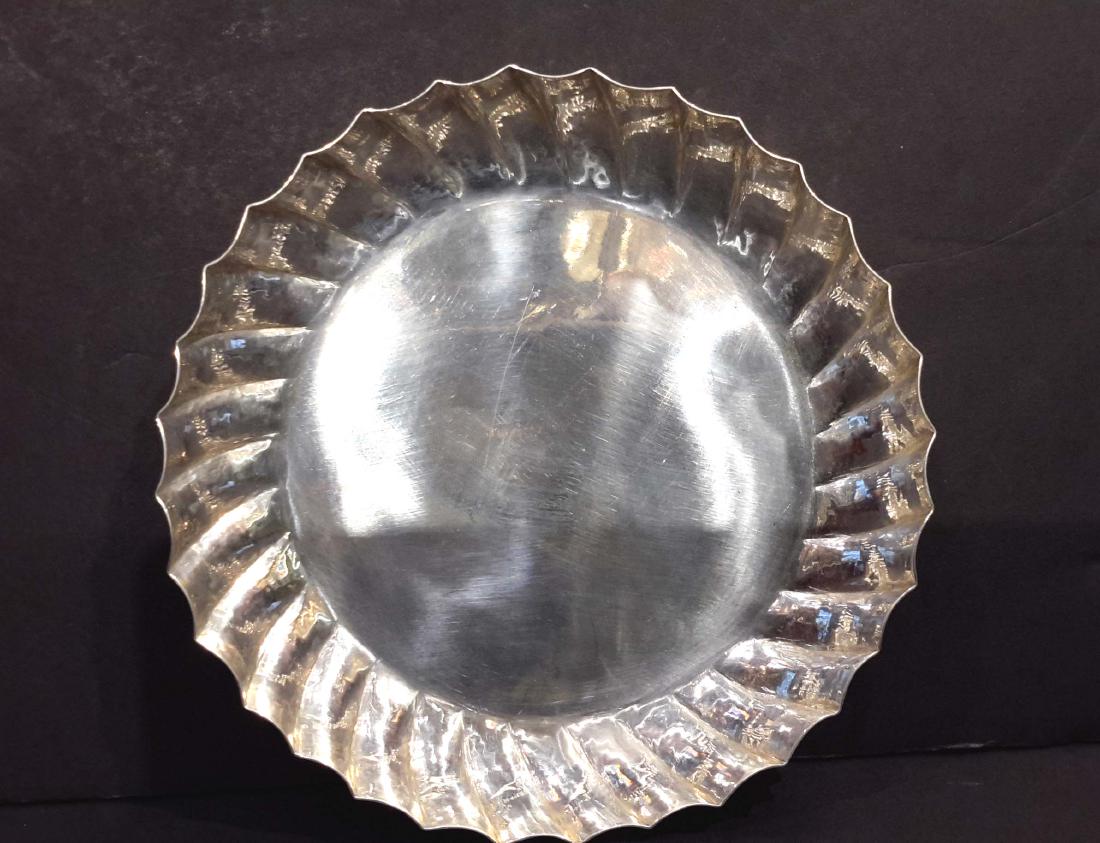 Josef Hoffmann, Wiener Werk Statte Silver Dish: Diameter 5.25", Width .75". Circa 1926 , Hand hammered and stamped with corresponding marks.