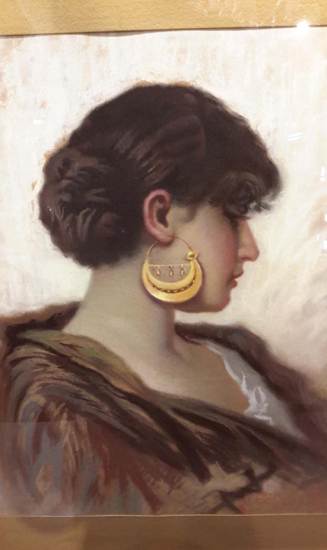 19C. Pastel Painting of Orientalist girl (1 of 5)