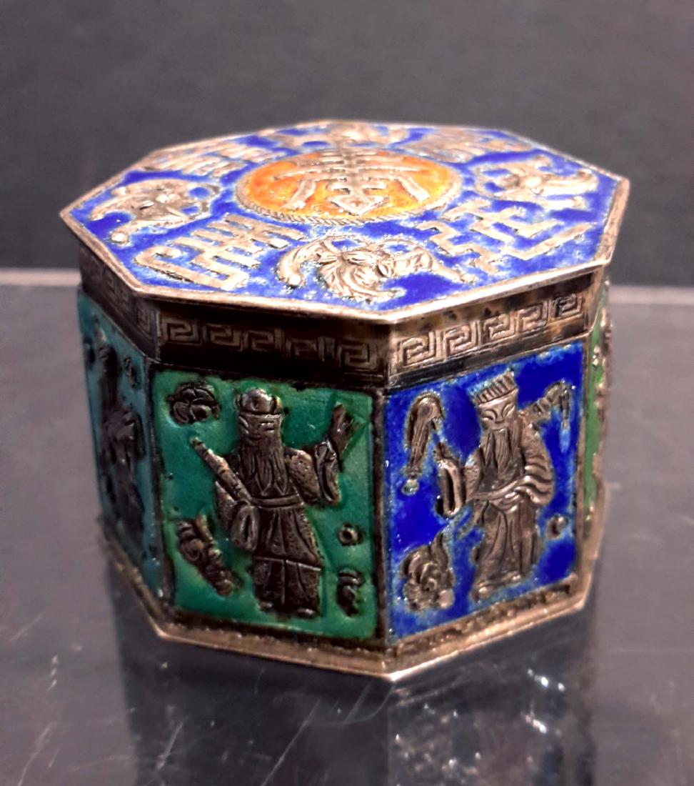 Antique Chinese Silver Enamel Opium Box (1 of 6)