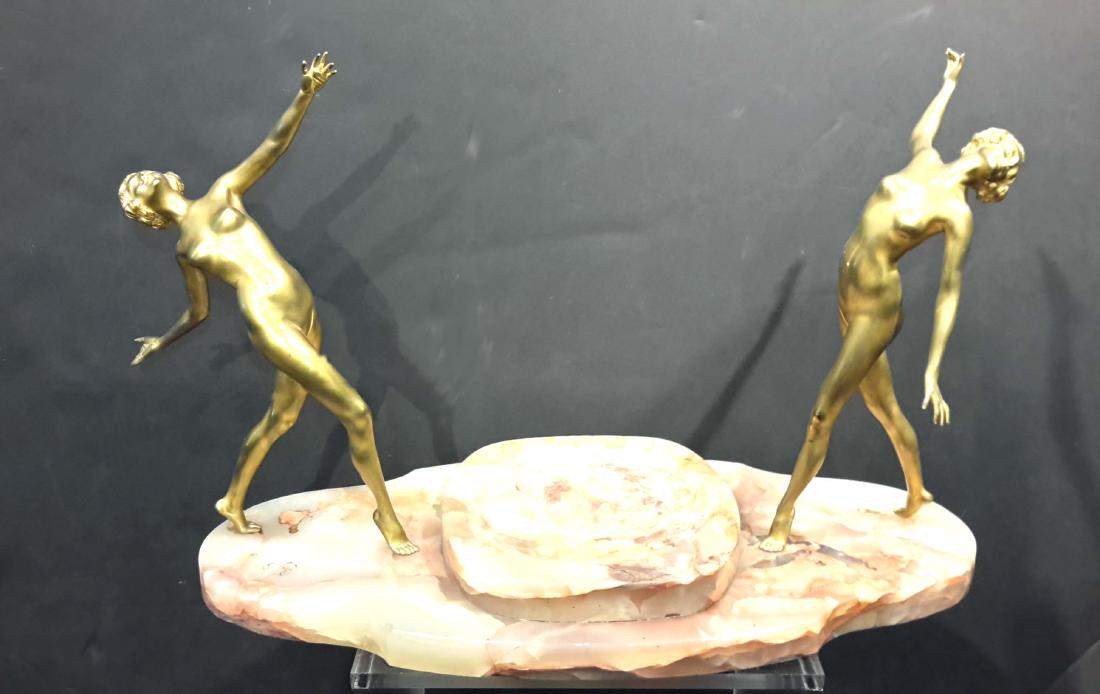 SIGNED: MARQUETTE , ART DECO BRONZE & ONYX SCULPTURE (1 of 11)