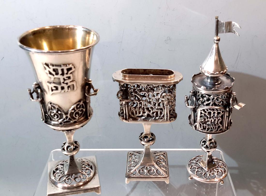 Group of 3 Judaica Sterling Silver Shabbat Items (1 of 14)