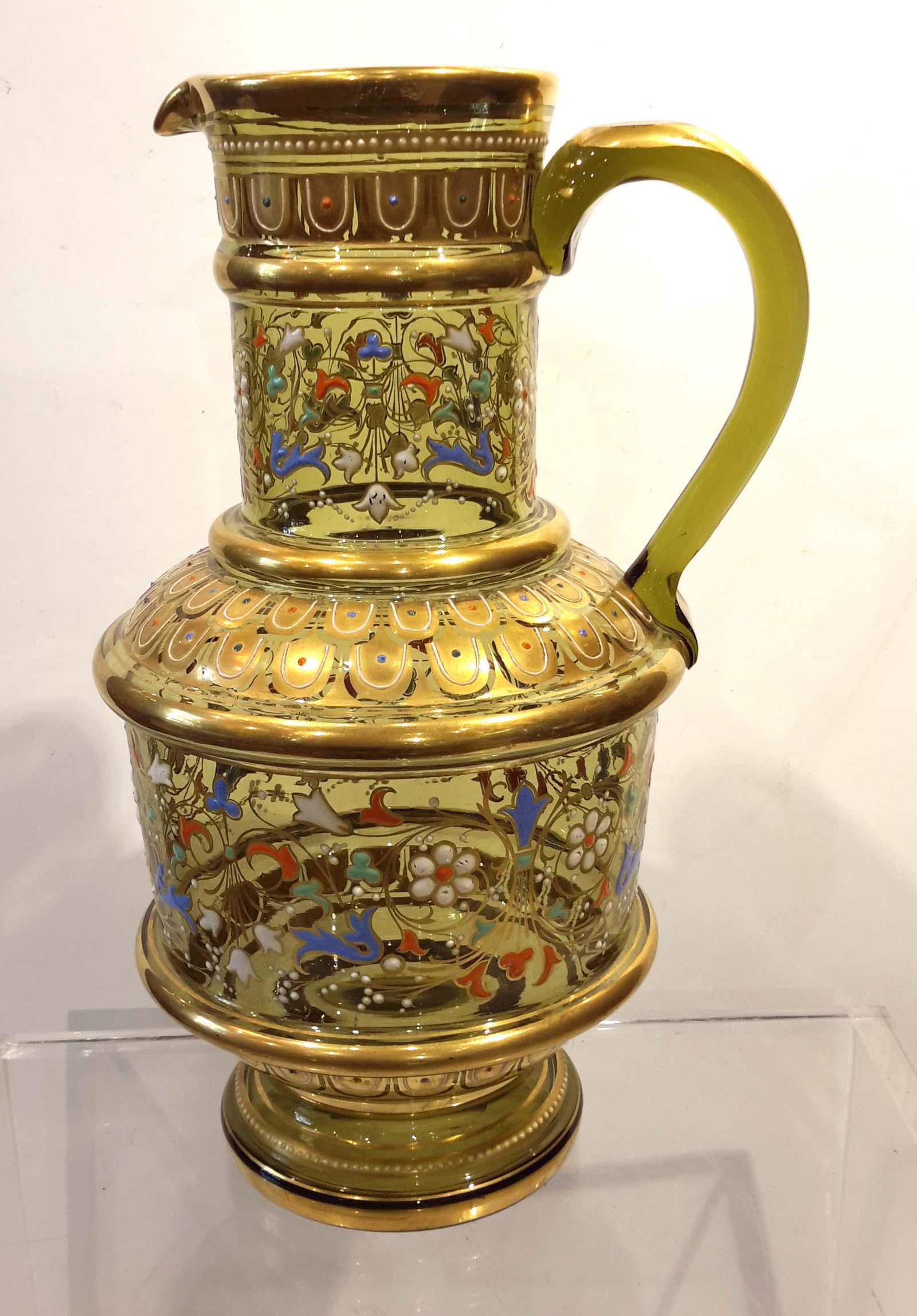 ANTIQUE MOSER ENAMELED GLASS PITCHER (1 of 5)