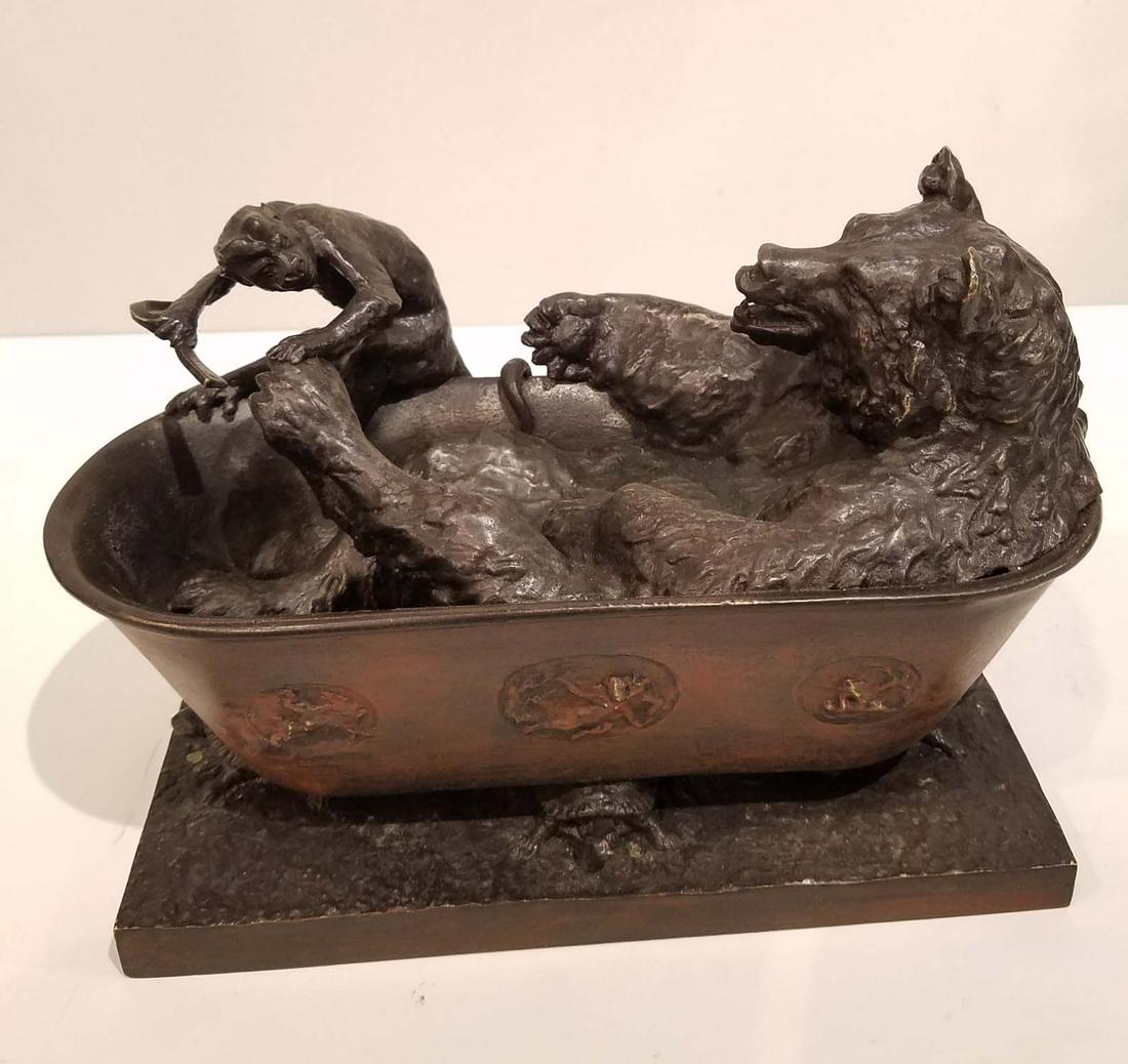 Bronze bear in Bath tub with monkey (1 of 10)