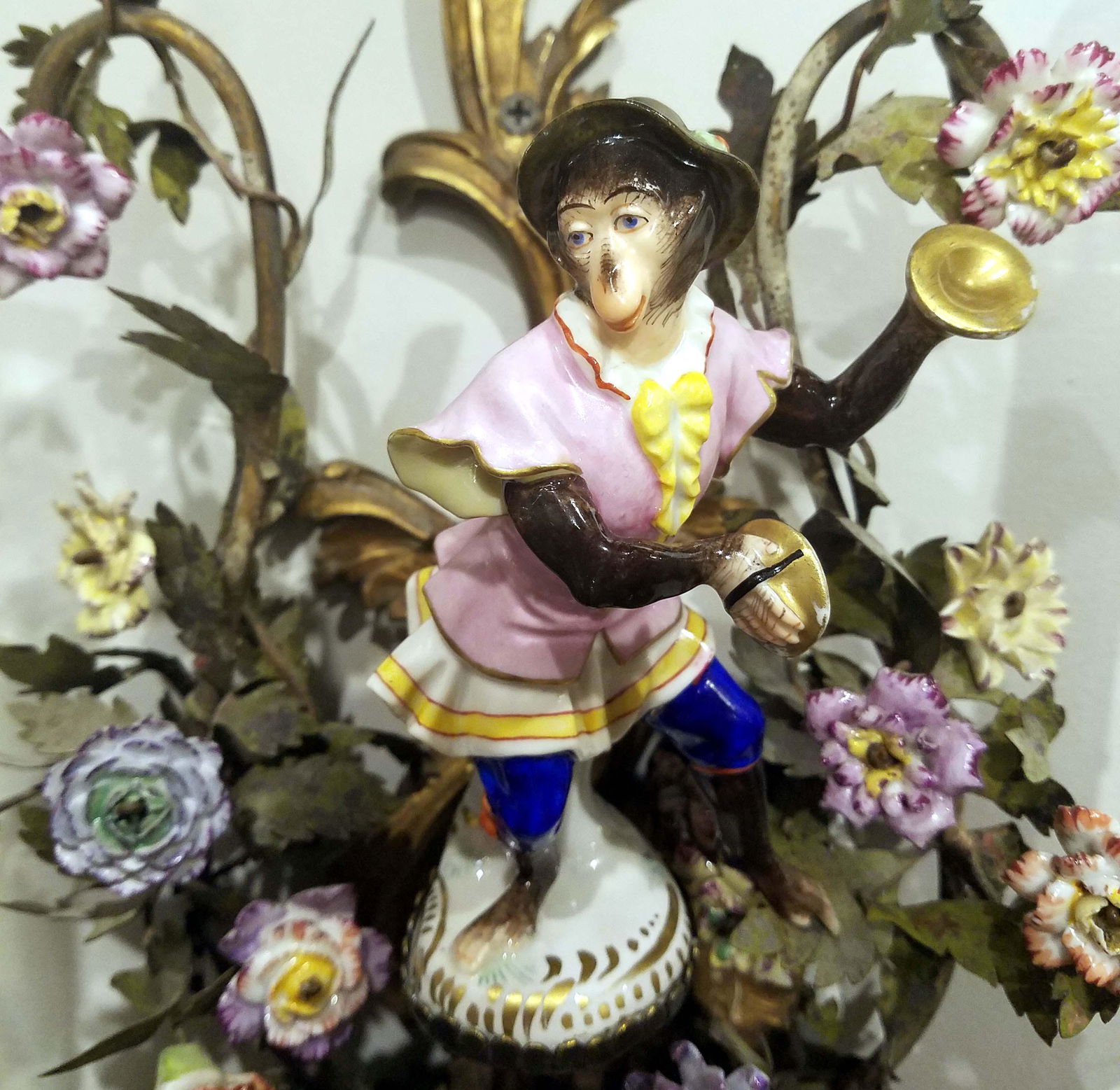 Pair of Bronze and Porcelain Sconces (1 of 8)