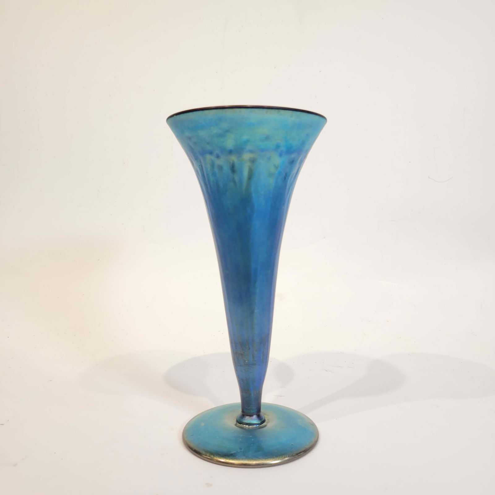 Rare Nash Iridiscent Blue Trumpet Vase (1 of 5)