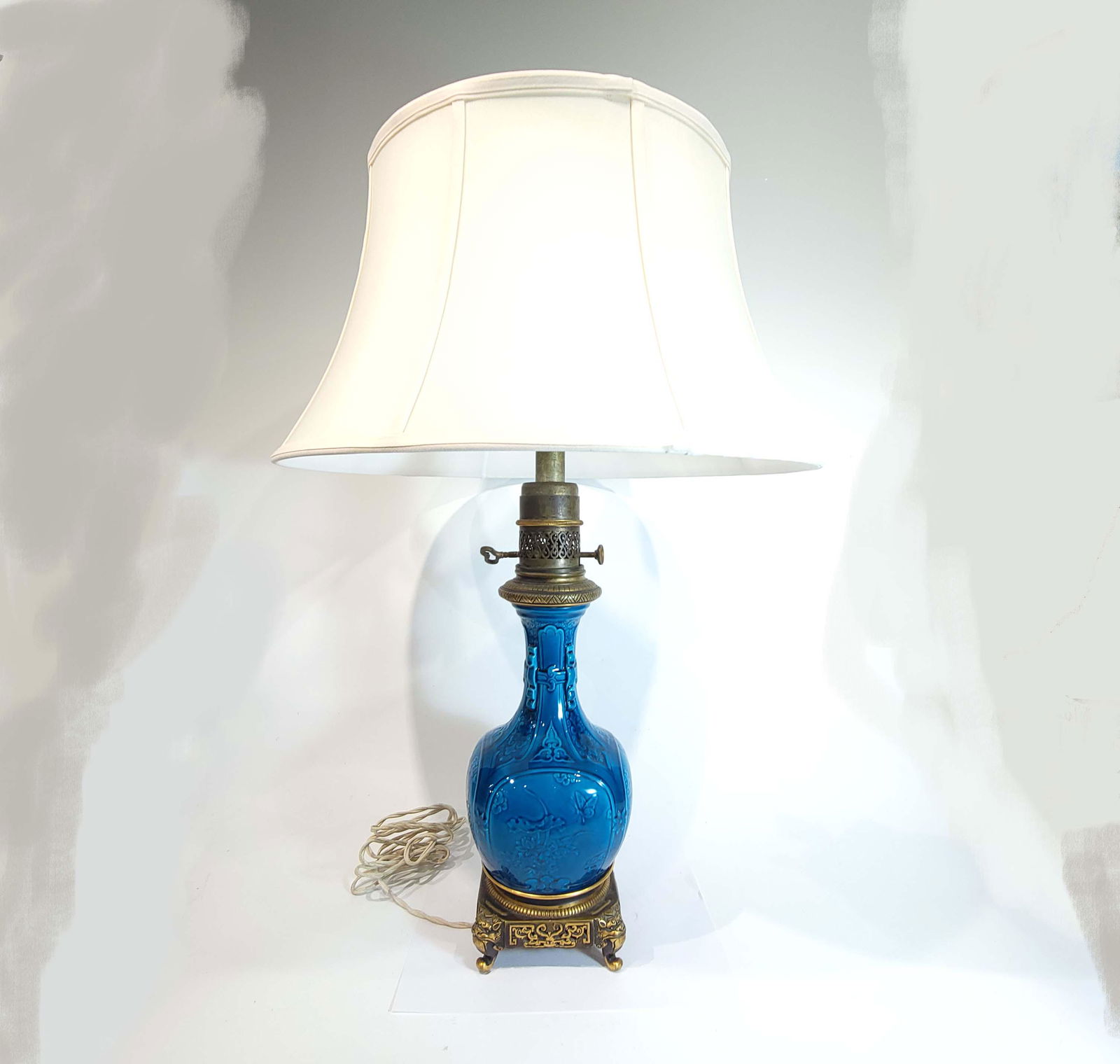 Ormolu Mounted  THEODORE DECK 'PERSIAN BLUE' Vase Mounted as Lamp. (1 of 12)