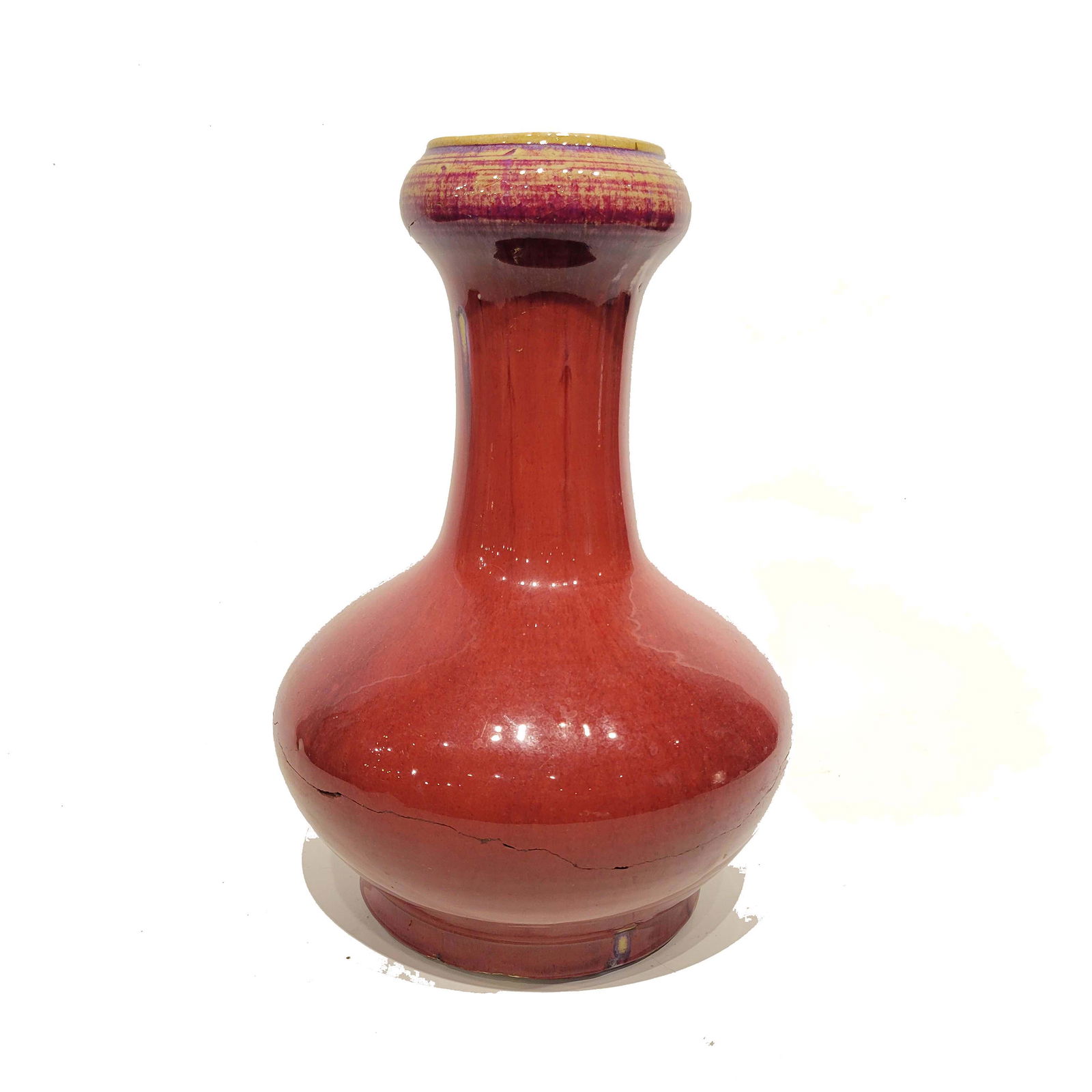 Large Antique Chinese Sang De Boeuf Garlic Neck Vase 18C. 'AS IS' (1 of 10)